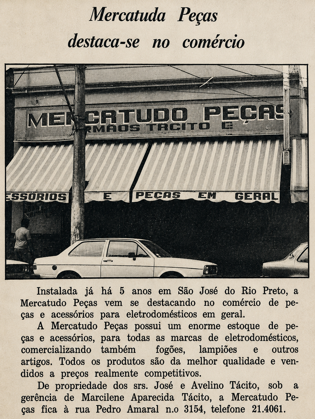 Recorte de jornal — destaque no comércio